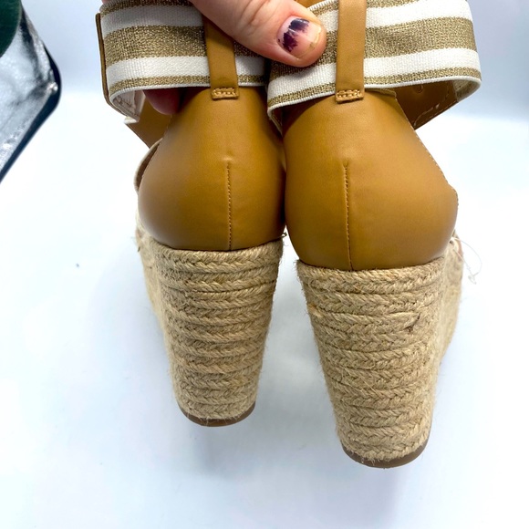 Tommy Hilfiger Theia Gold/White Chunky Straw Espadrille Wedge Sandals NWT Size10 - Picture 12 of 14